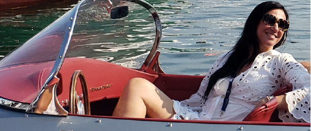 Antonella Bertello on a boat